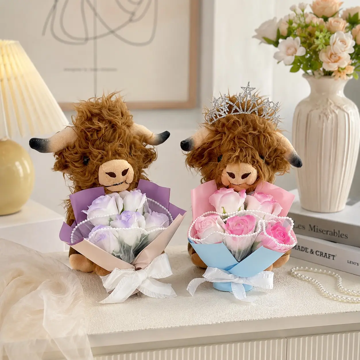Lgbtq+ Pride Highland Cow Plush Toy, Rose Lgbtq+ Love Gift, 20% Donation to Queer Youth, Limited Edition, Time-Limited Sale!
