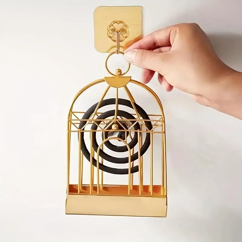 Birdcage mosquito coil holder, Nordic-style creative mosquito coil tray, indoor hanging incense burner tray, sandalwood ash collector.