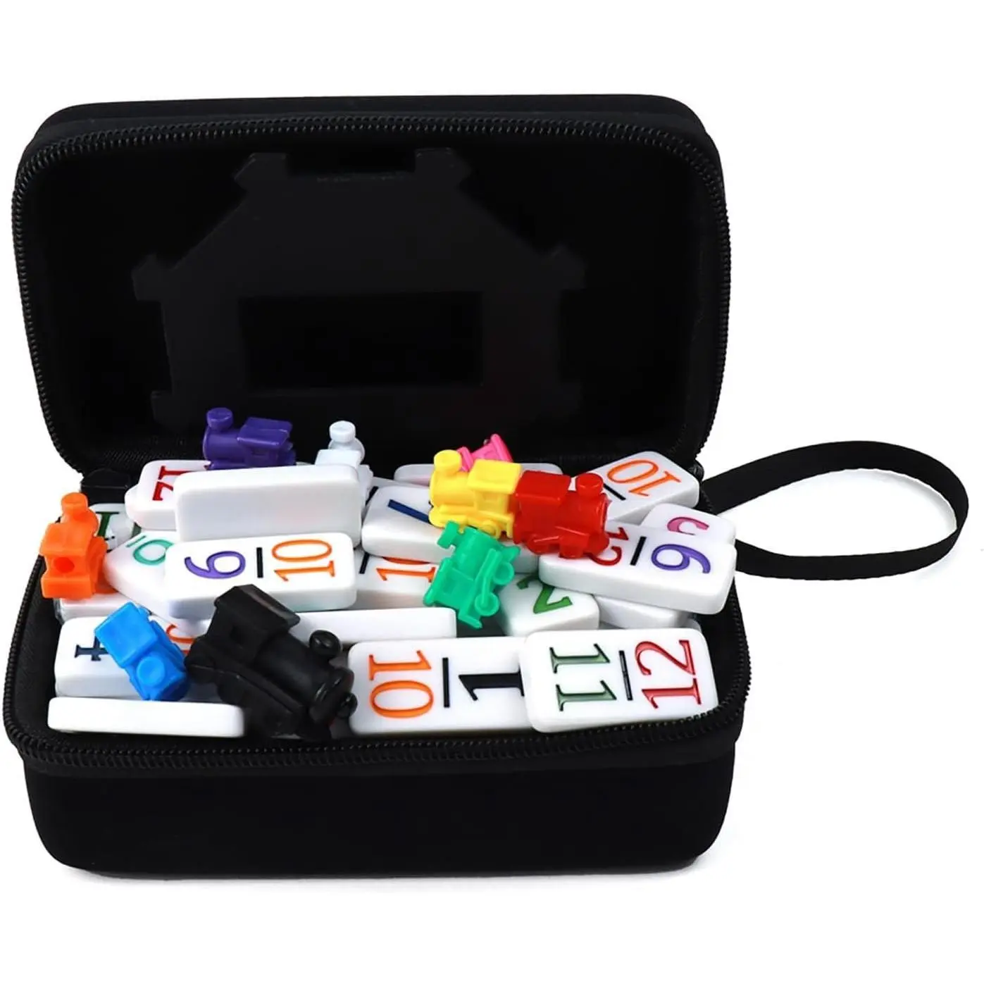 Mexican Train Dominoes Set with Numbers, Colorful Double 12 Numeral Mexican Train Dominoes Set with Durable Travel Case - Vibrant Fun for Family Game Night, Parties, and Gatherings