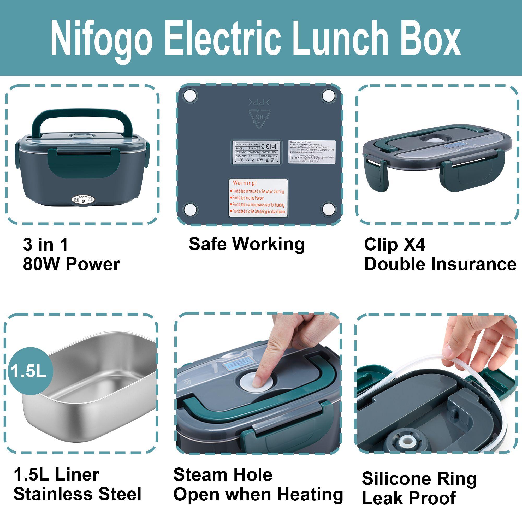 Nifogo Electric Lunch Box Food Heater for Adults, Plug-in Heating Lunch Box,Heated Lunch Box12V/24V/110V Portable Food Warmerfor Car Nifogo Electric Lunch Box Food Heater for Adults, Plug-in Heating Lunch Box,Heated Lunch Box12V/24V/110V Portable Food Warmerfor Car