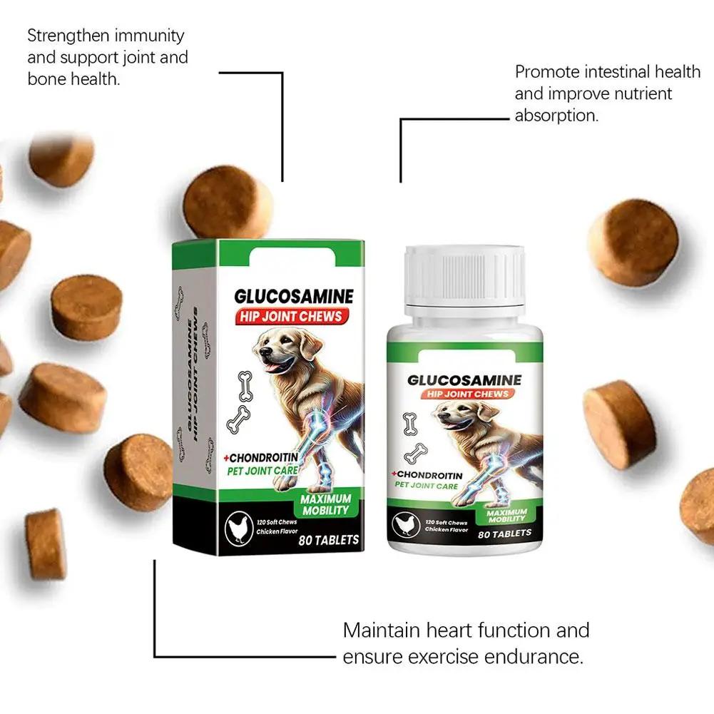 80 Tablets Nutritional Supplement Chondroitin Soft Chew Hip Joint Dogs Enhance Vitality Chicken Flavor Pet Joint Care Tablets