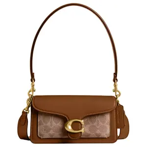 COACH Tabby 20 Signature Canvas Crossbody Bag for Women – Tan and Brass