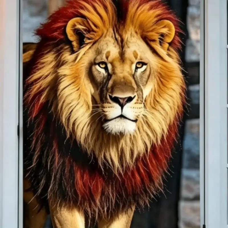 Party Banner, Polyester Material, Door Frame Banner, 2D Lion Design, Multi-Functional Hanging Decor, No Power Needed, Seasonal Party Decoration, Polyester Backdrop Banner