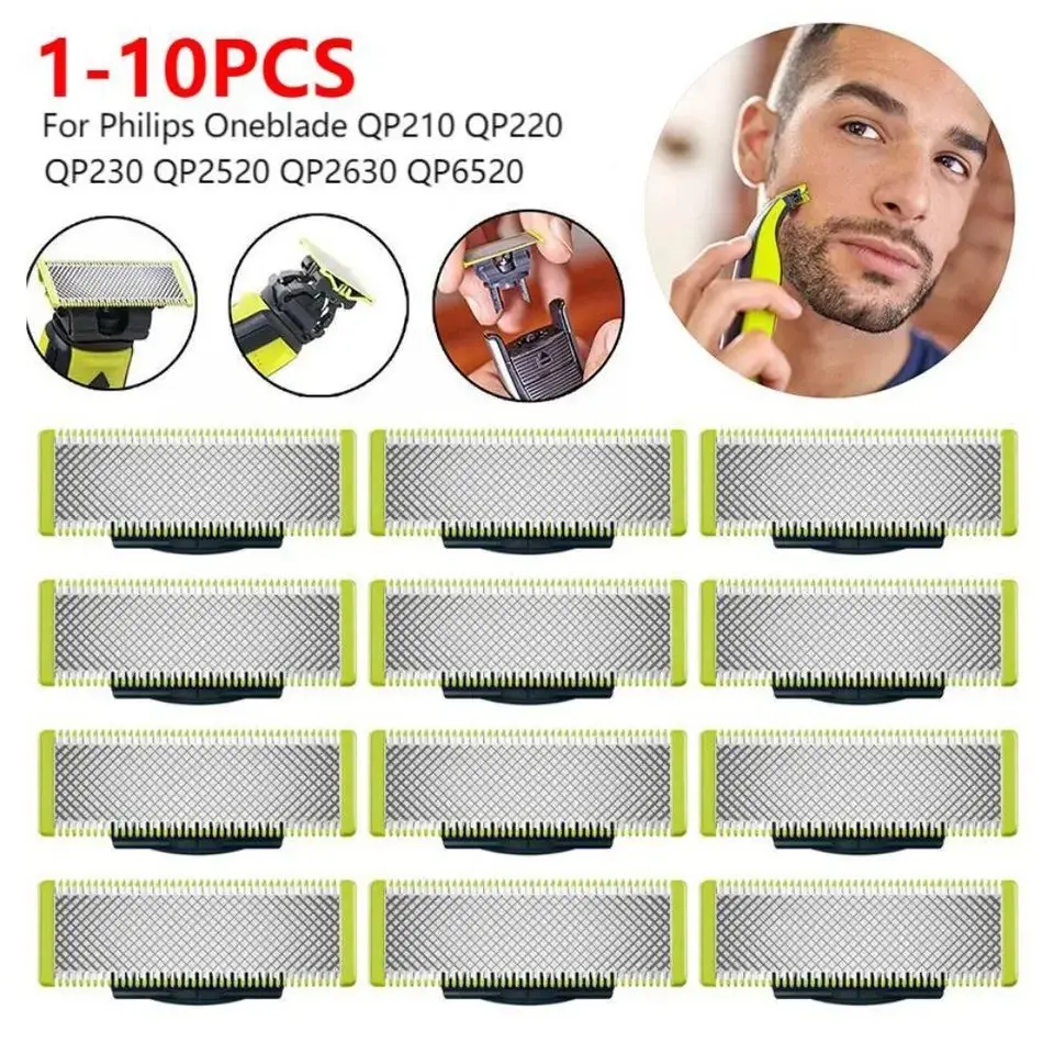 Electric Shaver Replacement Blade Set, 1-10 Pieces, Replacement Shaver Head, Compatible with Oneblade Qp2523 6523 2527 2520, Men's Perfect Gift, Face Trimmer Accessories