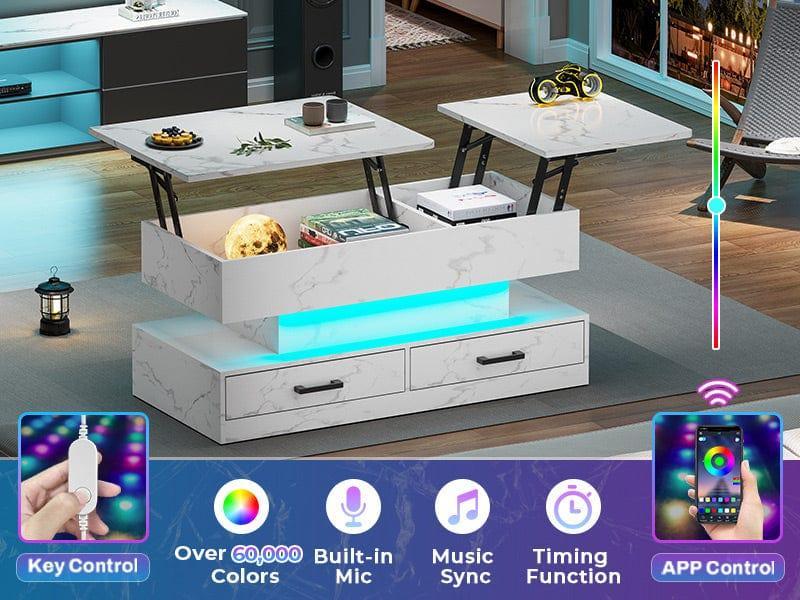 31.5 Inches Lift Top Coffee Table with Hidden Storage White