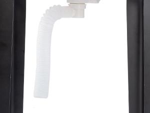 ROVSUN Plastic Utility Sink, Freestanding Sink with Hot&Cold Faucet, Soap Dispenser, Drain Plug and Iron Legs with Storage shelf, Perfect for Basement, Laundry Room, Garage, Black 23.6"×23.6"×36.2"