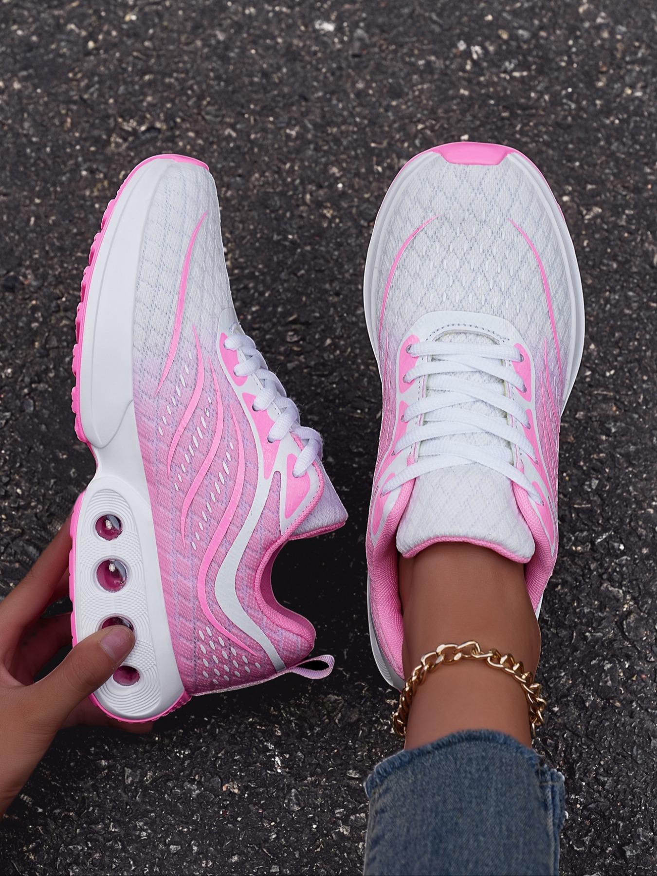 Women's Ombre Print Lace Up Running Shoes, Runner Athletic Shoe, Sporty Running Shoes, Casual Breathable Comfortable Sports Shoes, Female All-match Round Toe Shoes for Daily Wear