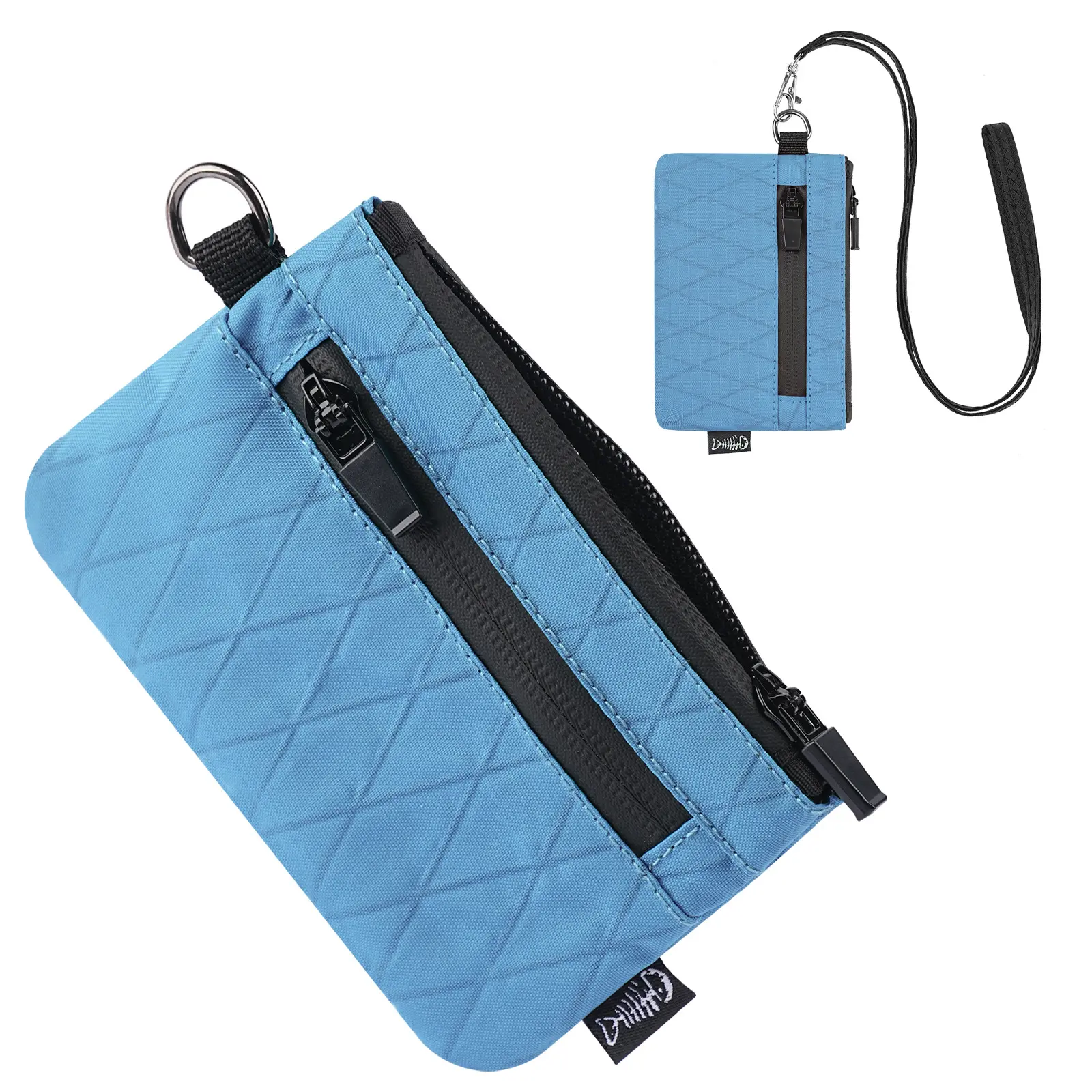 Slim RFID interceptor wallet Card holder Waterproof polyester travel wallet with keychain YKK zipper Diamond pattern Solid color