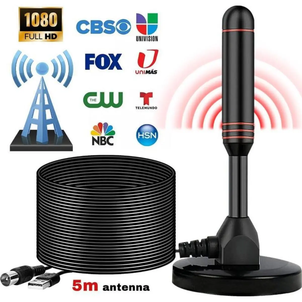HDTV Antenna Long Range Indoor TV Antenna Digital Amplifier Signal Booster Supports 4K 1080p Smart TV Free Local Channels FathersDayGift Home Theater Surround