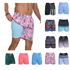 JUNBAOSS Mens Swim Trunks with Compression Stretch Beach Shorts Quick Dry with Pockets No-Chafing Board Shorts, Breathable Fit Hawaii Beach Shorts Swimwear Bathing Suits