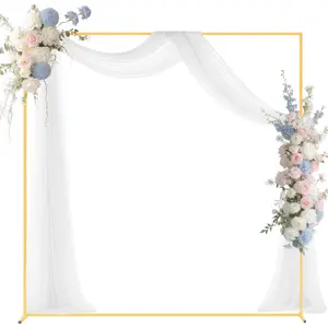VEVOR Arch Backdrop Stand, 6.6x 6.6 ft, Stable Structure, Easy Assembly, Square Gold Metal Arch Backdrop Stand for Wedding, Birthday Party, Graduation, Holiday Celebration, and Ceremony Decoration