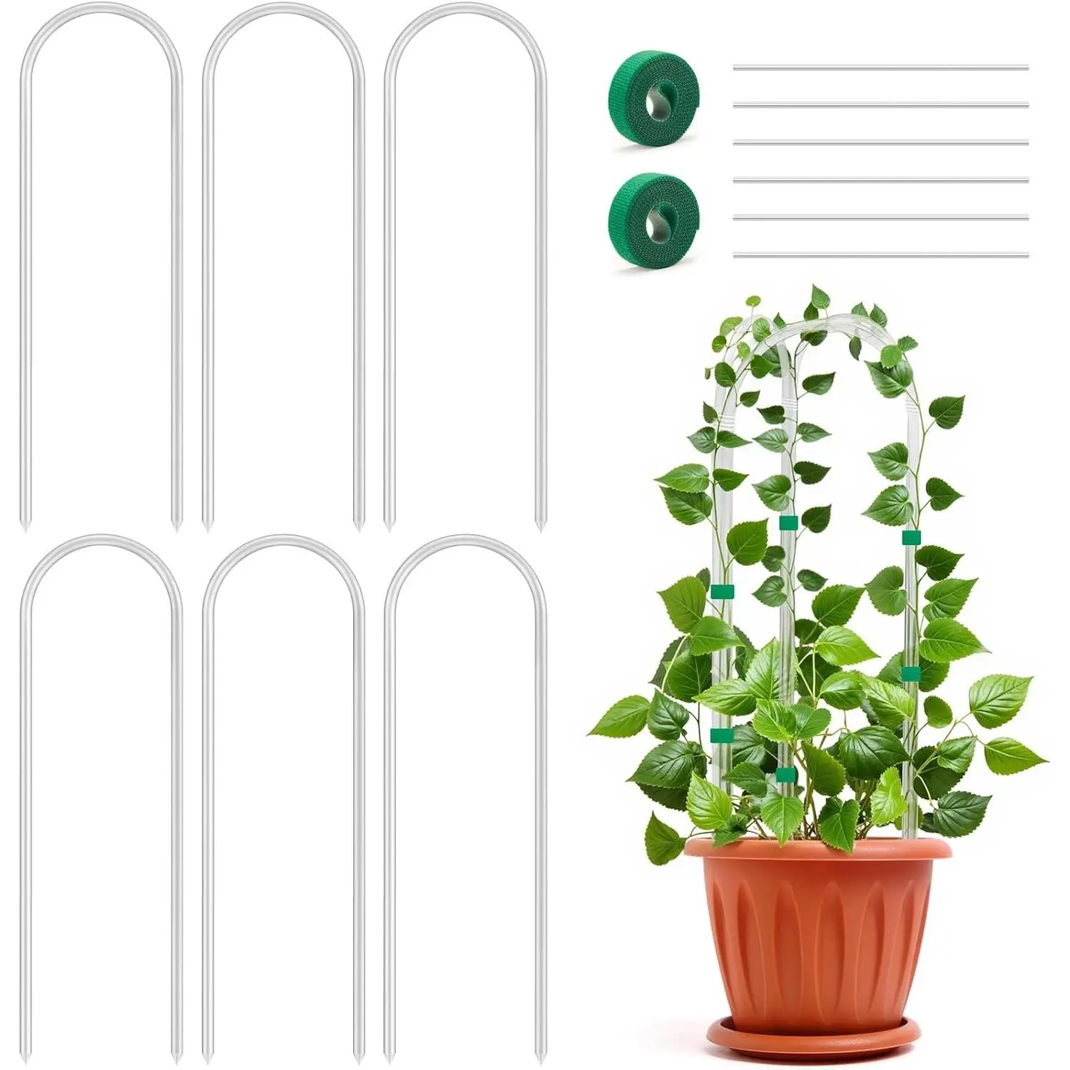 6 Pack U-Shape Acrylic Plant Trellis for Indoor Climbing Plants, 16 Inch Small Plant Trellis, Potted Plant Climber Support for Pothos, Vine Ivy, Houseplant