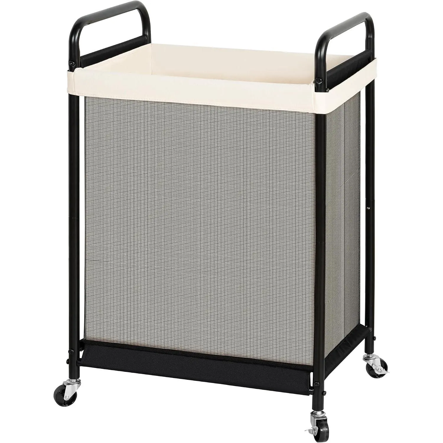120L Large Laundry Hamper with Lockable Wheels, Rolling Clothes Basket Cart with Removable Canvas Liner Bag, Durable Metal Frame, Dirty Clothes Hamper for Bedroom Bathroom Laundry Room Closet