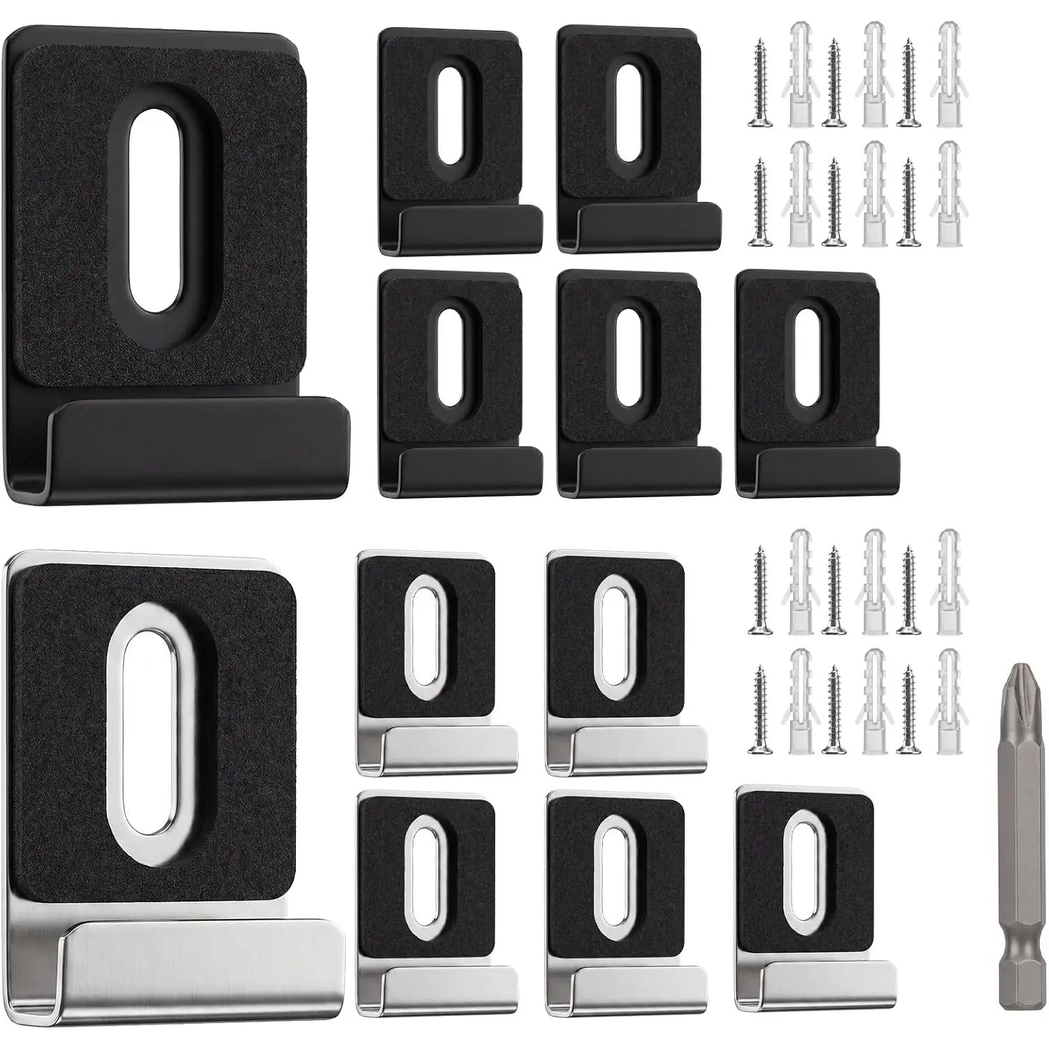 12 count Metal Mirror Clips for Wall Mounting, Mirror Holder Clips | Stainless Steel Heavy Duty Mirror Brackets for Wall Mounting Frameless Mirrors Mountings Hardware(, Black) with Screws