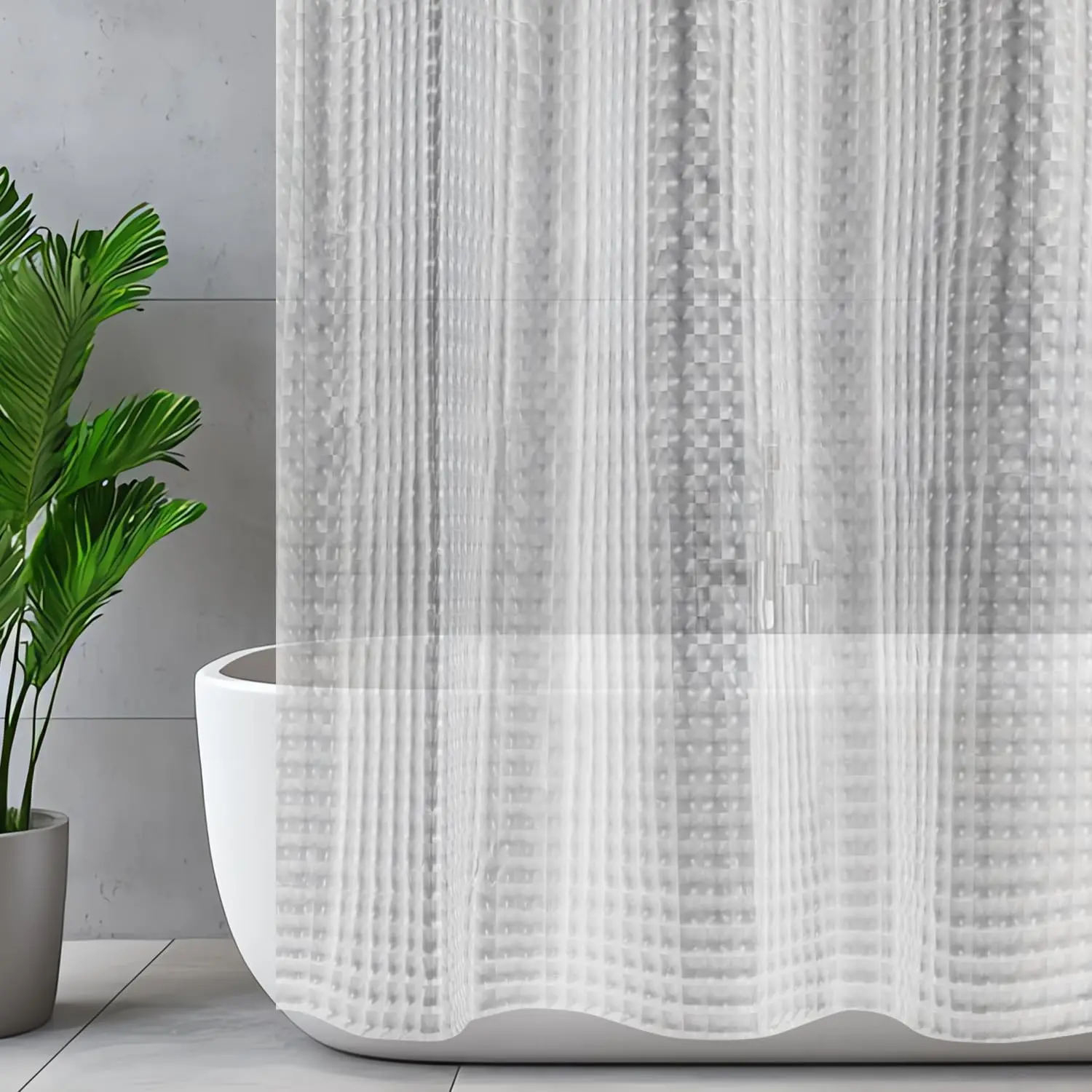 Narrow   Shower Curtain - PEVA  Bath Curtain with 6 Metal Grommets & 2 , Lightweight 3G Transparent Design, 36x72 Inches