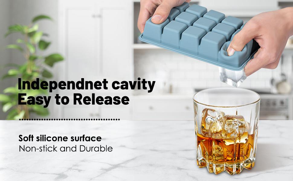 Silicone Ice Cube Trays 3Packs, Easy Release Ice Cube Molds with Lid, Freezer Stackable Ice Maker for Whiskey, Baby Food, BPA Free (Blue+Grey+Pink)