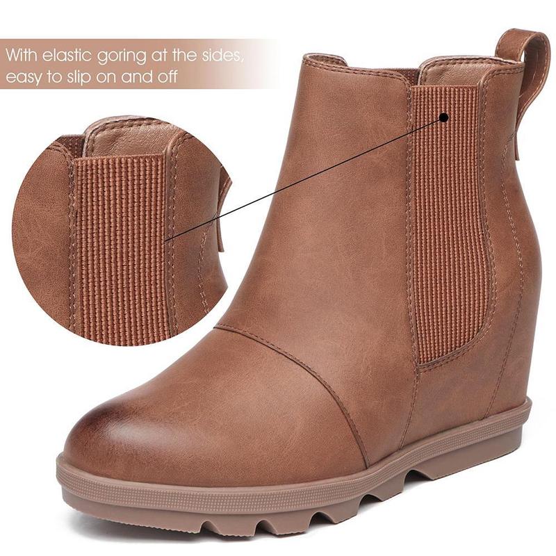 Athlefit Women's Wedge Boots Comfortable Ankle Wedge Booties Girl Footwear