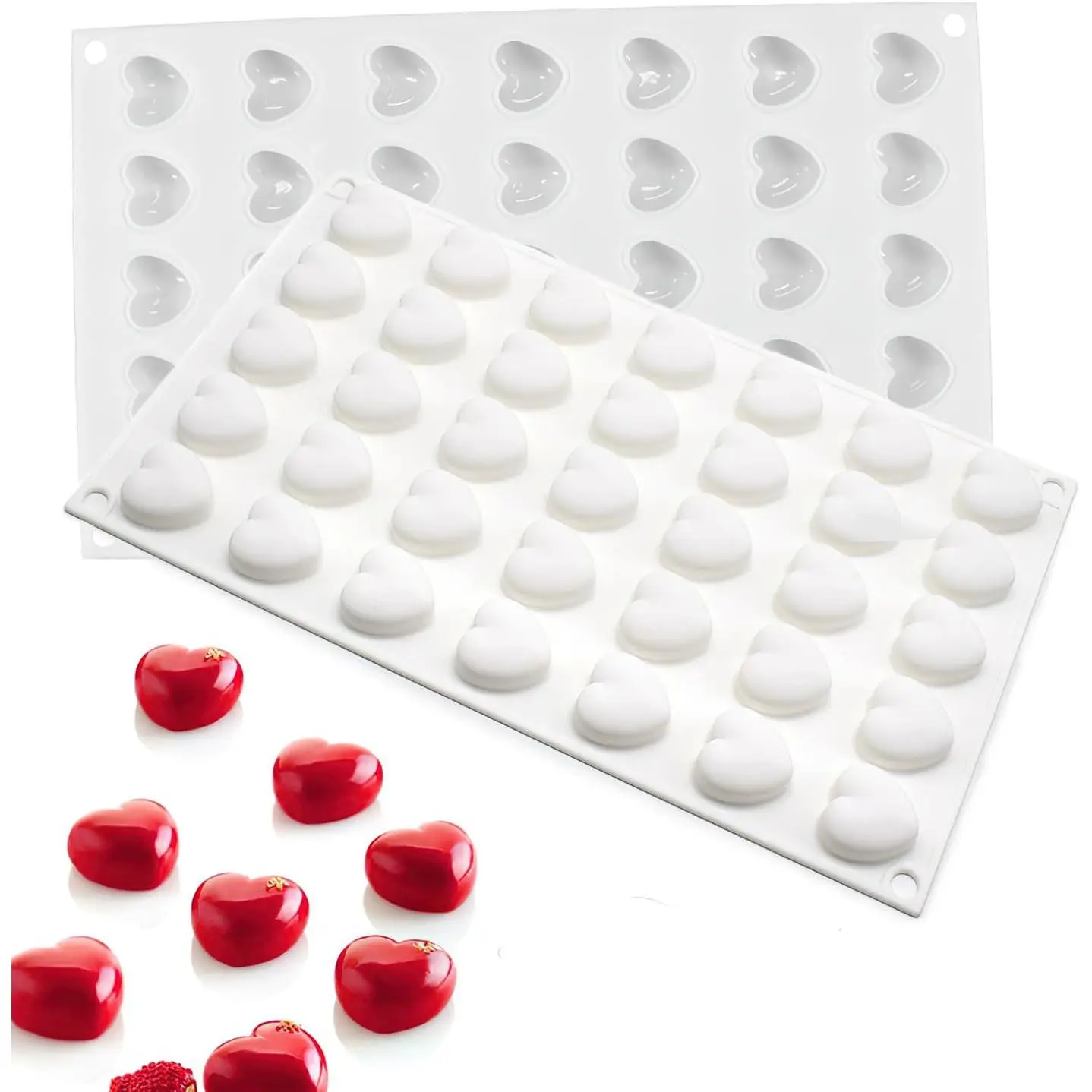 2 count  Heart Molds 70-Cavity Valentine's Day Mini Heart Shape  Molds for Baking, Wedding, Party, Cake Decorate, Candy, , Snacks, Ice,  Clay Craft Making