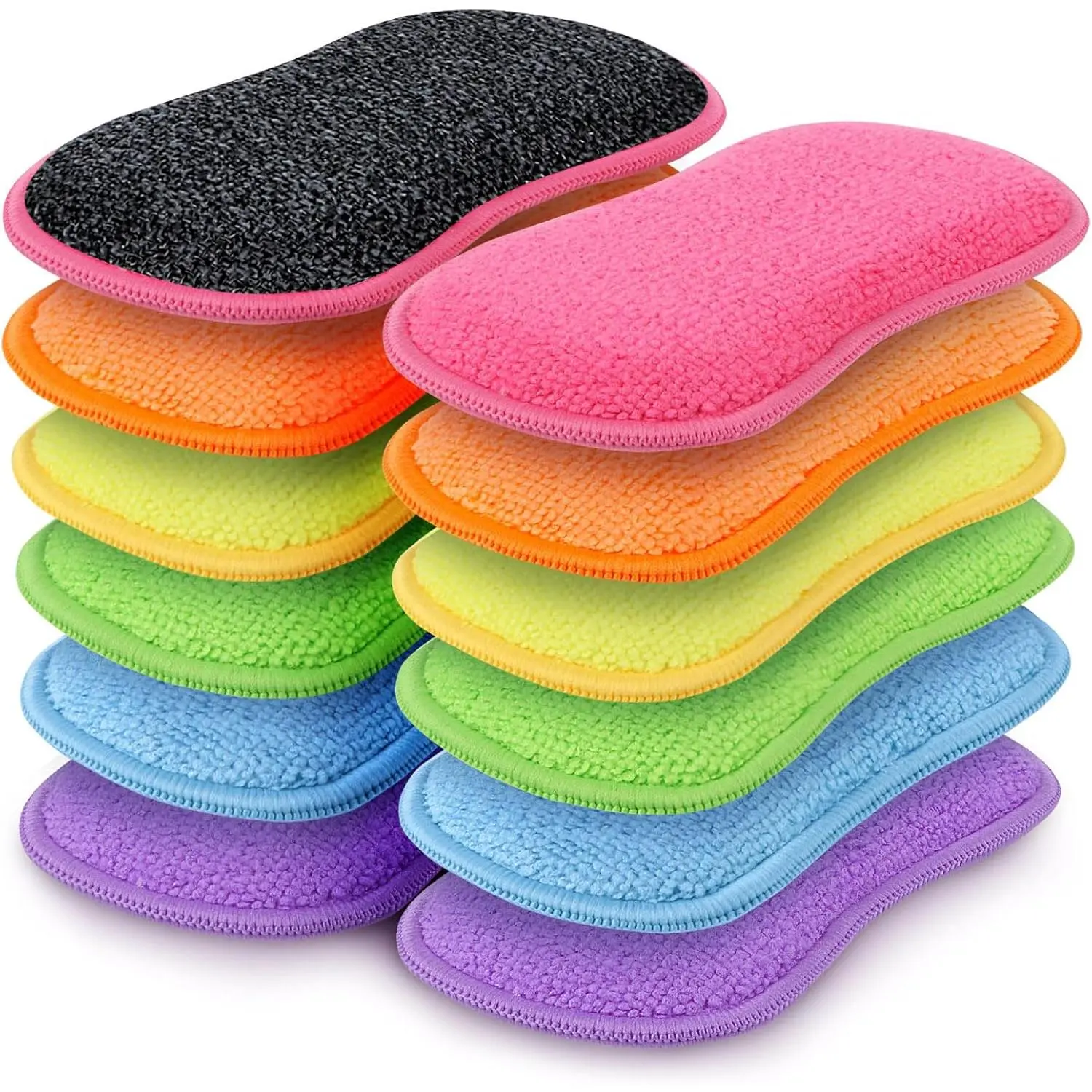 12 Pack Multi-Purpose Scrub Sponges Kitchen, Dish Sponge, Non-Scratch Microfiber Sponge for Efficiently Cleaning Dishes, Pots, and Pans, and More (Multicolor)