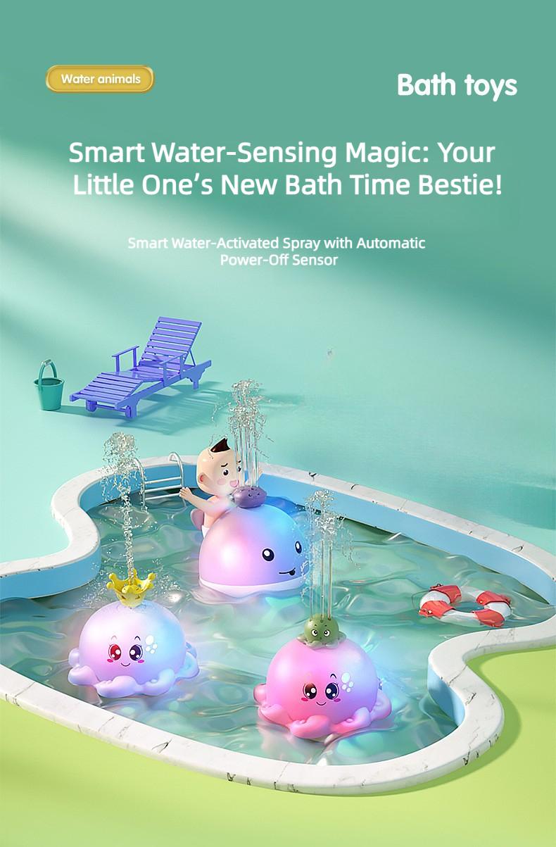 [Upgraded] Viral Whale Bath Toy Sprinkler with RGB Lights| USB Rechargeable Sensory Water Toy for Toddlers & Kids| Automatic Color Changing Fountain| Perfect Birthday & Christmas Gift for Ages 3+| Level Up Bath Time Fun