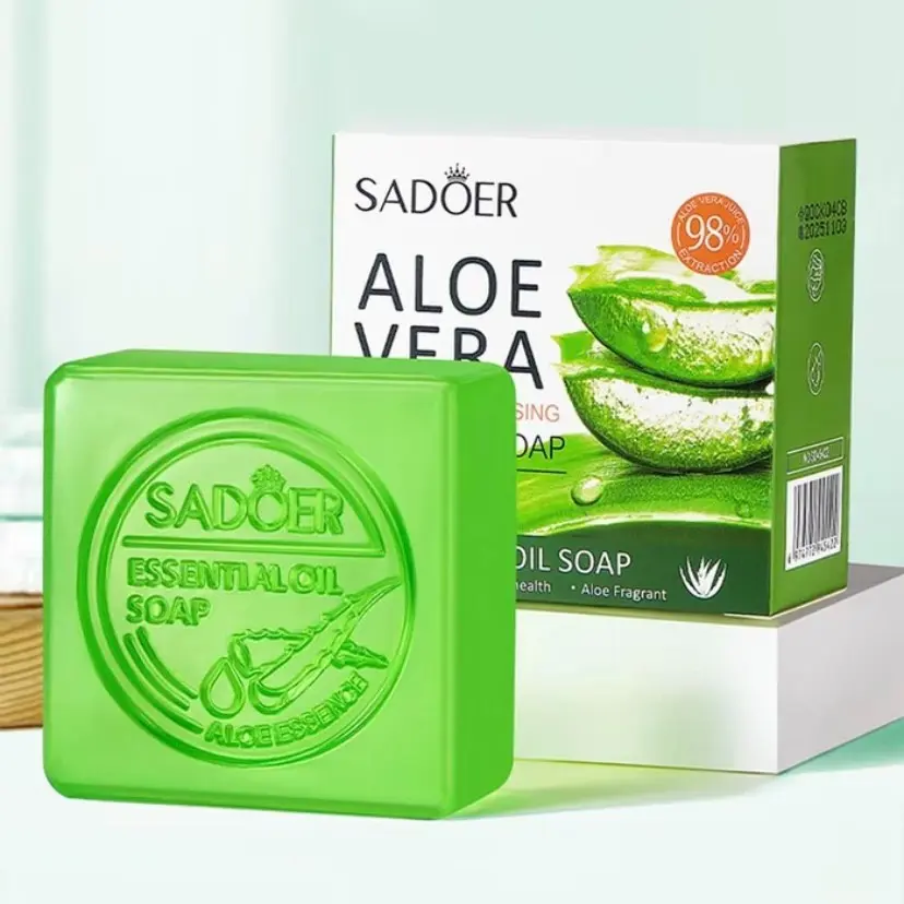 Aloe Vera Essential Oil Soap for Deep Facial Cleansing and Skin Care, Natural Cleansing Soap Bar for Women and Men, Gentle Hydrating Cleanser, Moisturizing Face Wash for Smooth Skin