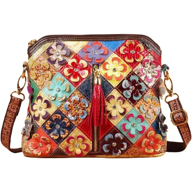 Women  Floral Multicolor Small Crossbody Bag  Handbag Snake  Colorful Spliced  Purse