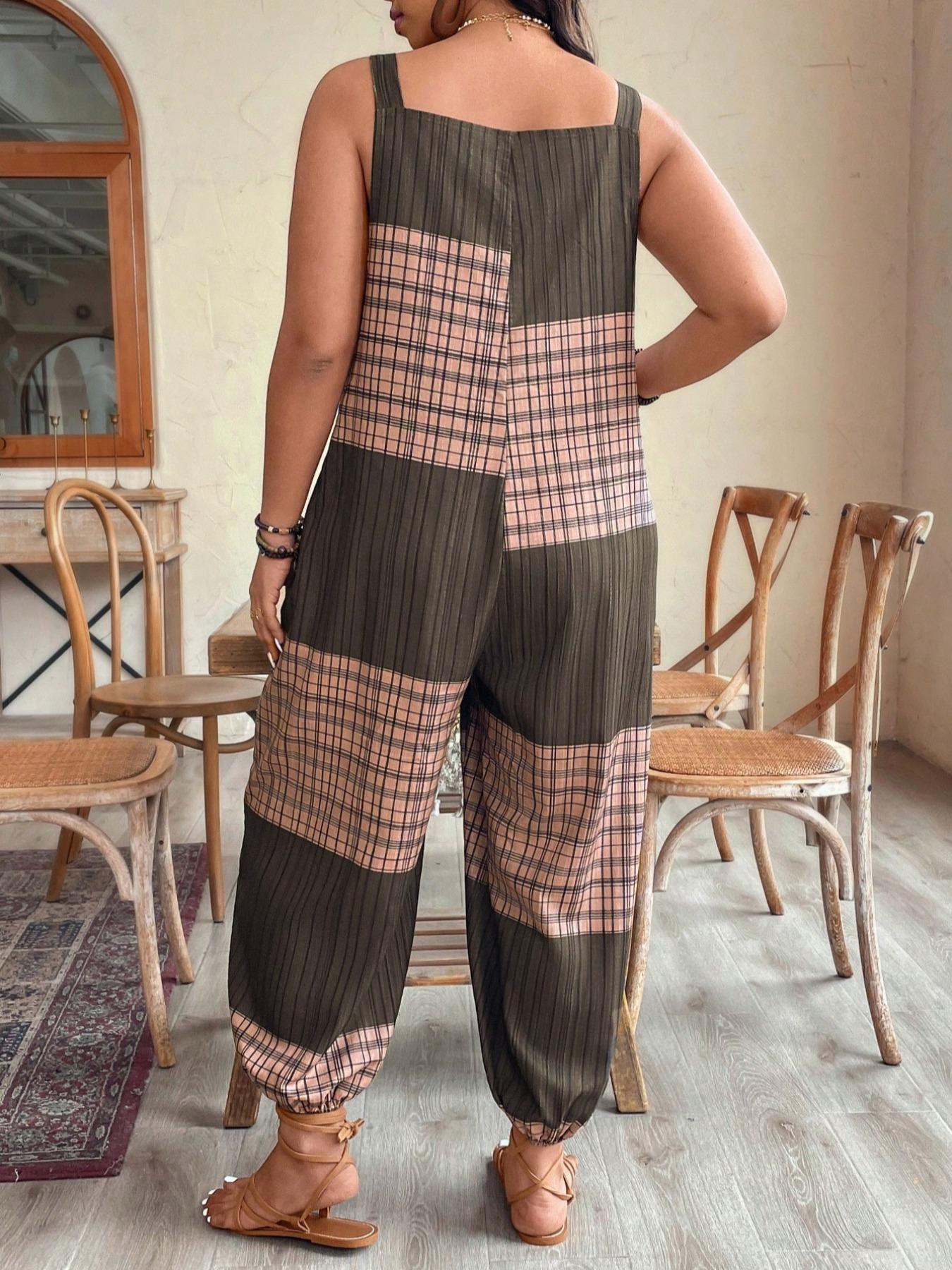 【Plus Size】Jumpsuit, Casual Comfy Sleeveless Jumpsuit for Daily Wear, Women's Plus Clothing for All Seasons
