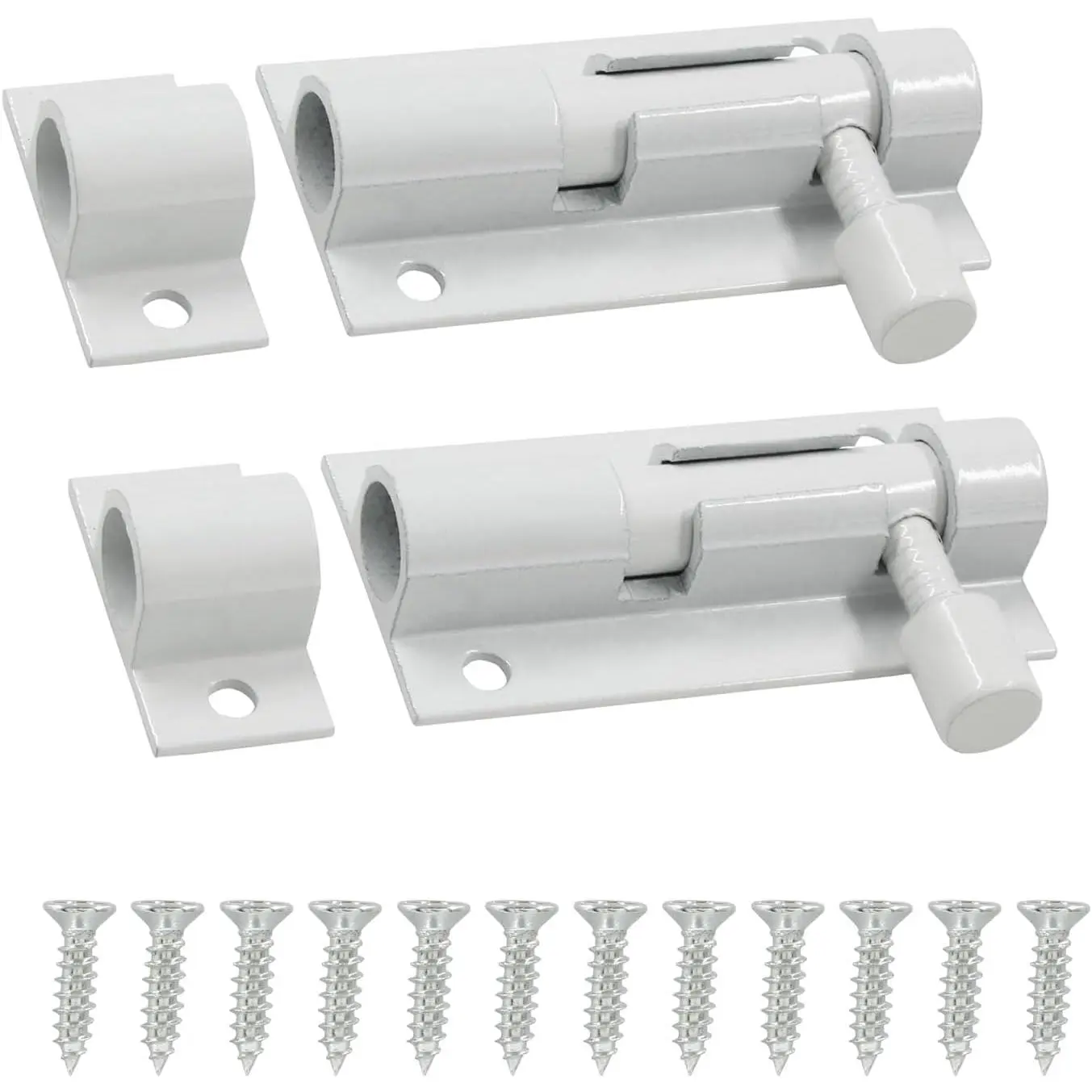 2 count 2 Inch Barrel Bolt Latch, Heavy Duty Sliding Door Latch  Alloy Mini Slide Bolt Latch Small Sliding Lock Door Lock for  Gate Warehouse Garage Door Latches(White)