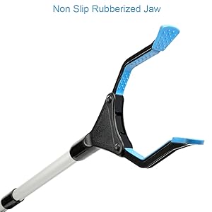 Lightweight Extra Long Handy Trash Claw Grabber, Grabber Reacher Tool, 32" Grabbers, Mobility Aid Reaching Assist Tool for Trash Pick Up, Nabber, Litter Picker, Arm Extension (Blue)