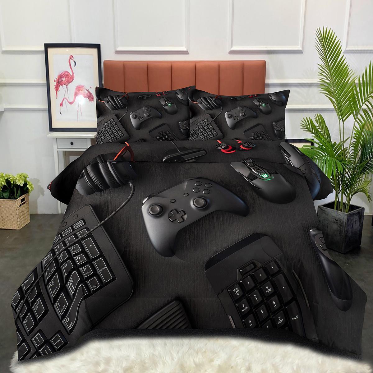 Game Controller Pattern Bedding Set, 1 Count Comforter & 1/2 Counts Pillowcases without Filler, Soft Comfortable Bedding Set for Home Bedroom