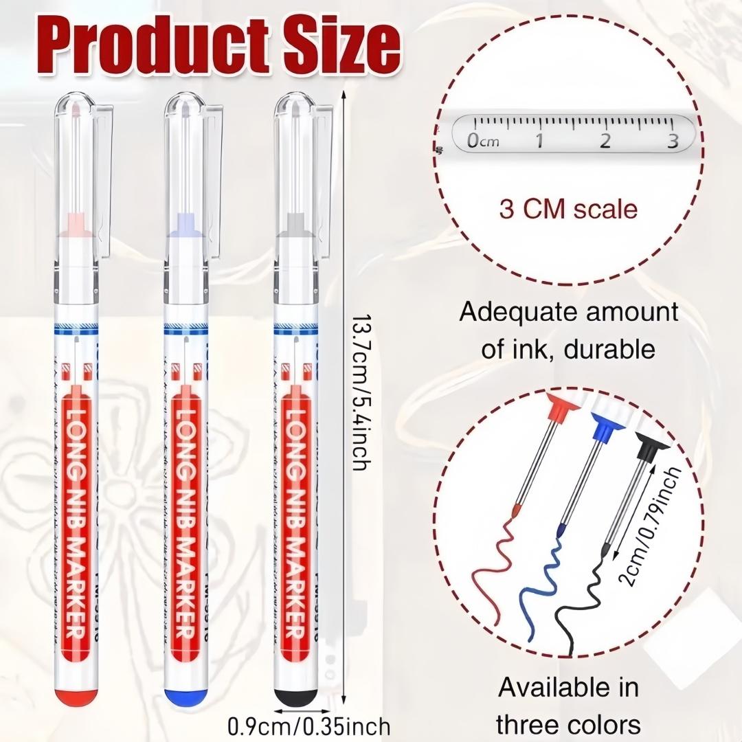 Long Marker Pen, 10 Pcs/Set Waterproof Ink Drawing Markers, Multipurpose Deep Hole Marker Pen for Metal, Ceramic, Glass, Leather and Film, Convenient Quantity