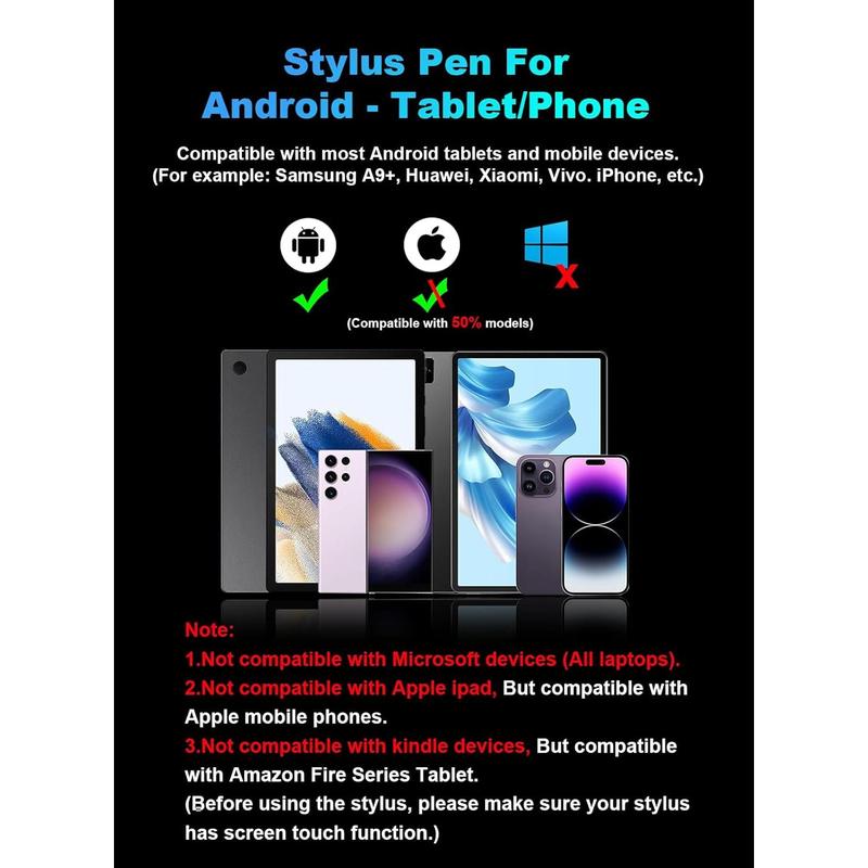 Stylus Pen for Android Tablet/Phone Pom Tips  Charge Stylus Pen for    Pencil Compatible with  A9+, ,  and Other Android Smartphone and Tablet Devices-White