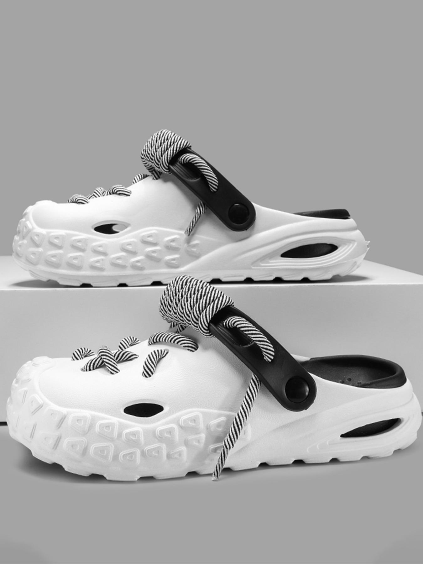 Men's Fashionable Cross Laces Decor Clogs, Comfortable Non-Slip Quick Drying Clogs, Suitable for Indoor and Outdoor Walking, Men's Trend Beach Shoes