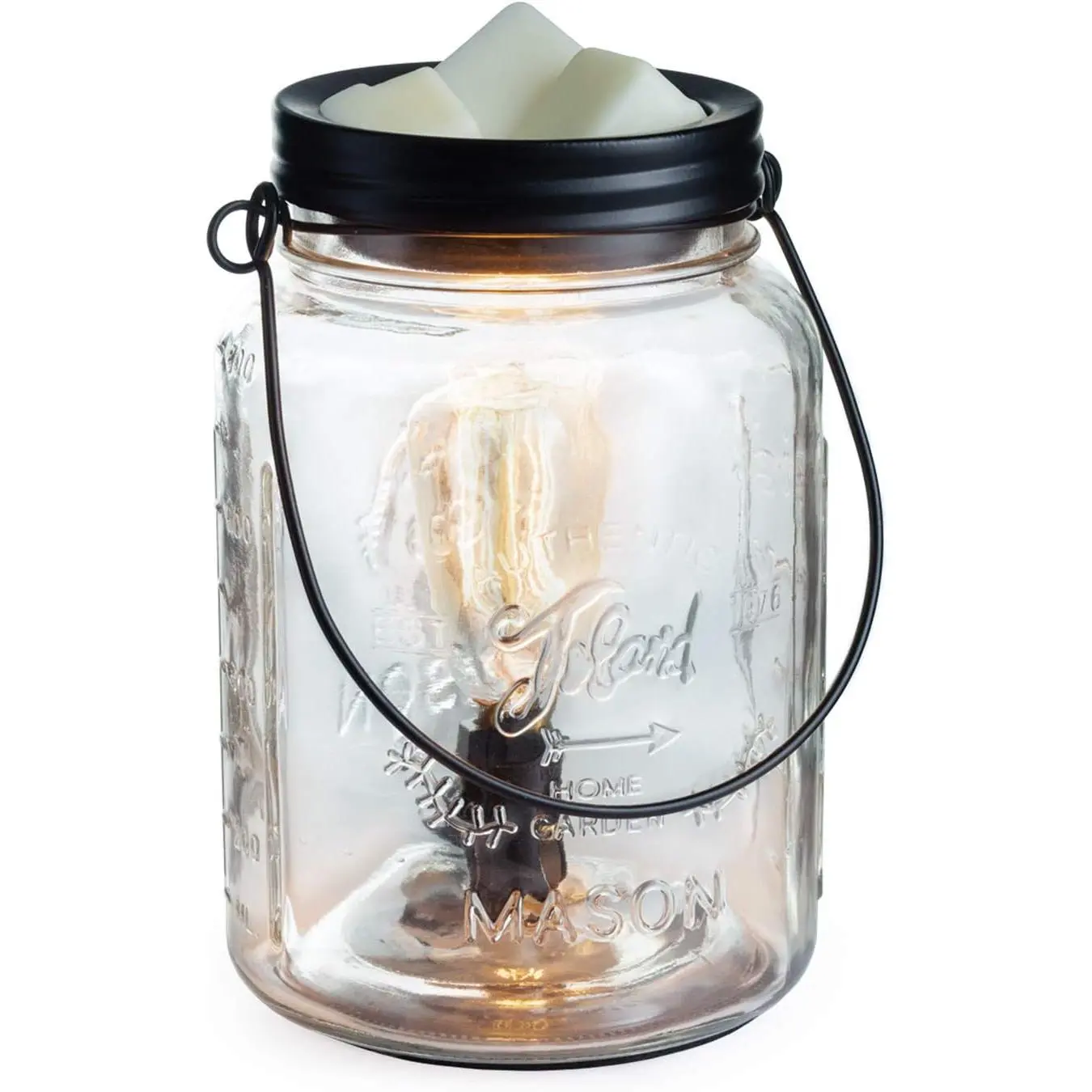 Etc.Vintage Style Bulb Fragrance Warmer- Light-Up Warmer for Warming Scented Candle Wax Melts and Tarts or Oils to Freshen Room, Clear Jar