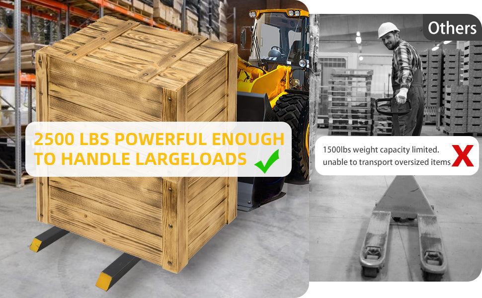 【GARVEE】Heavy Duty Clamp on Pallet Forks: 43" (2500lbs) & 60" (4000lbs) Sizes with Adjustable Stabilizer Bar for Quick Attachment to Bucket Tractors and Skid Steers, Perfect for Heavy Lifting and Material Handling.