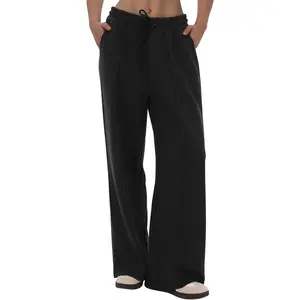 Wide Leg Sweatpants Women - Baggy High Waisted Straight Leg Loose Sweat Pants with Seams Drawstring Pockets
