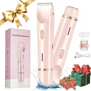 Waterproof USB Rechargeable Shaving Kit, 2-In-1 Dual-Head Electric Razor, Wet & Dry Use, Multiple Colors, Women's Hair Trimmer, Bikini Clipper