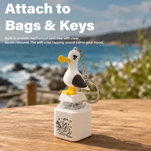 Seagull Mine Keychain, Seagull Mine Button Keychain, Seagull Button Desk Toy, Adults Keyboard Clicker for Fun& Stress Relief