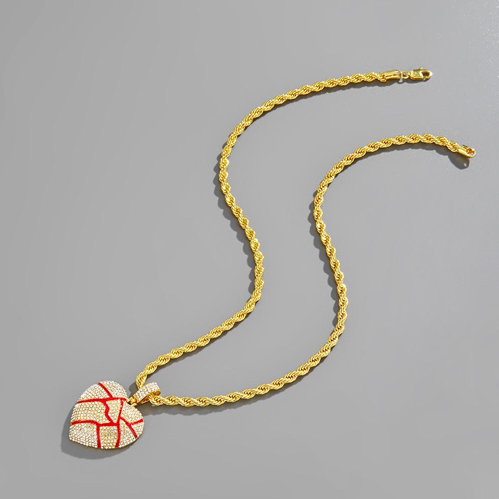 Hip-hop pendant heartbreak BrokeHeart personalized alloy diamond-studded couple's necklace, unique style trend