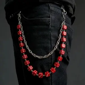 Unisex Double-Layer Acrylic Dice Hip Hop Waist Chain - Funky Punk Pants Chain, Fashion Accessories for Women, Body Jewelry for Anniversary, Graduation Gifting