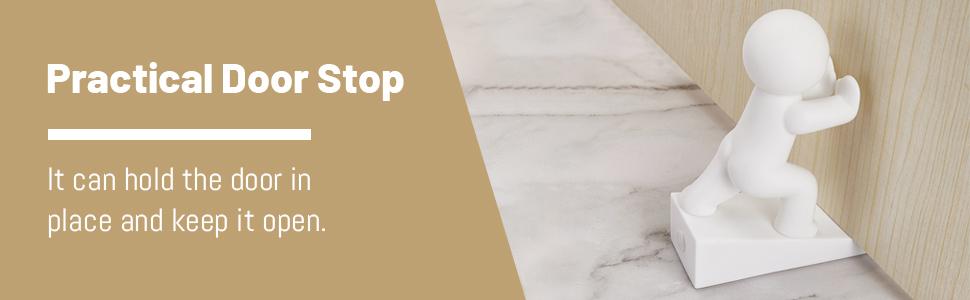 Cute Door Stopper Wedge, Non-Slip Door Stops for Bottom of Door, Keep Doors Open for Kids Pets, White 1 Pack