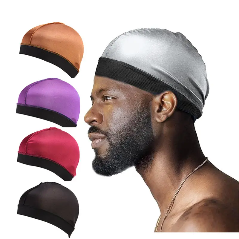Satin Durag Wave Cap for Men, Elastic Wide Band Silky Undercap, Breathable Hair Waving Do‑Rag Liner Cap, Soft Satin Skull Cap for Men Hair Protection, Sleeping, Daily Hair Styling and Wave Hairstyle Maintenance