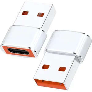 USB to USB C Adapter 2 Pack,PD27W/66W QC100W   480Mbps Data Transfer,USB C to USB A Charger  Converter for M-acBook,Phone 15/16/17 Pro Max,Pad Pro,A-irpods,G-alaxy,X-peria White