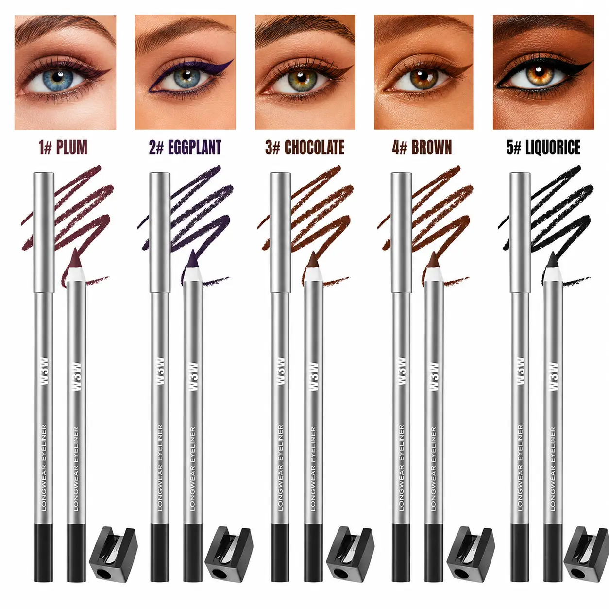 24HR Waterproof Eyeliner Pencil, Smudge-Proof Long-Lasting Eye Liner, Smooth Creamy Formula, Easy Apply Eye Makeup for Daily Wear & Party Looks.