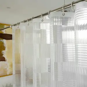 18ACTIVEKITEurCross EVA Clear Shower Curtain or Liner 72 x 72 inches,Transparent Heavy Duty Clear Design Shower Liner with Geometric 3D Pattern,Waterproof Shower Curtains for Bathroom with 3 Weighted Magnets