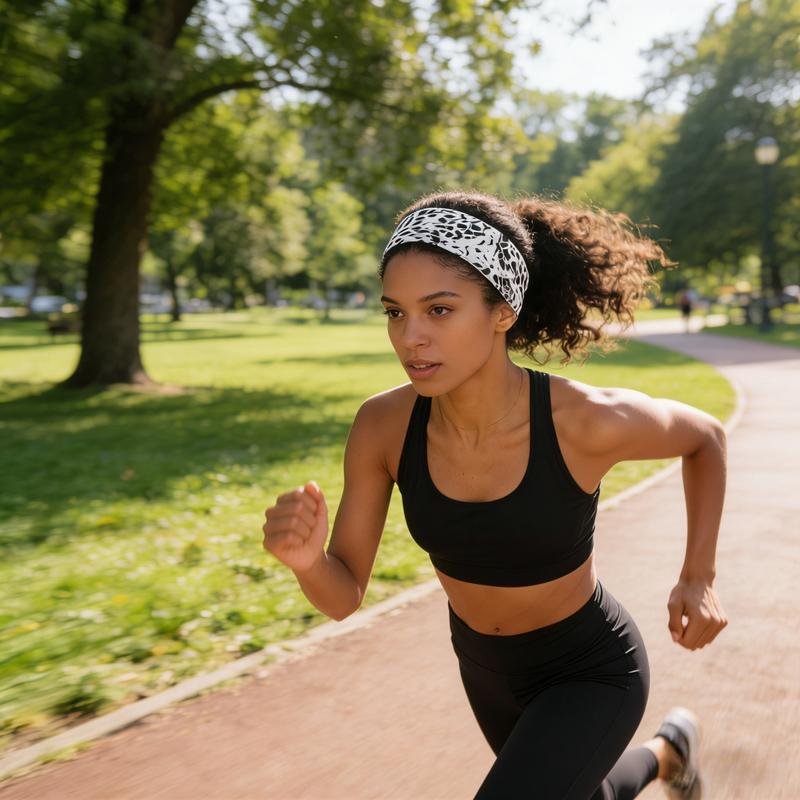 Women's Wide Non-Slip Workout Headbands, Super Soft Elastic Sweat-Absorbent Headbands for Yoga Running Gym, Leopard Print Hair Wraps