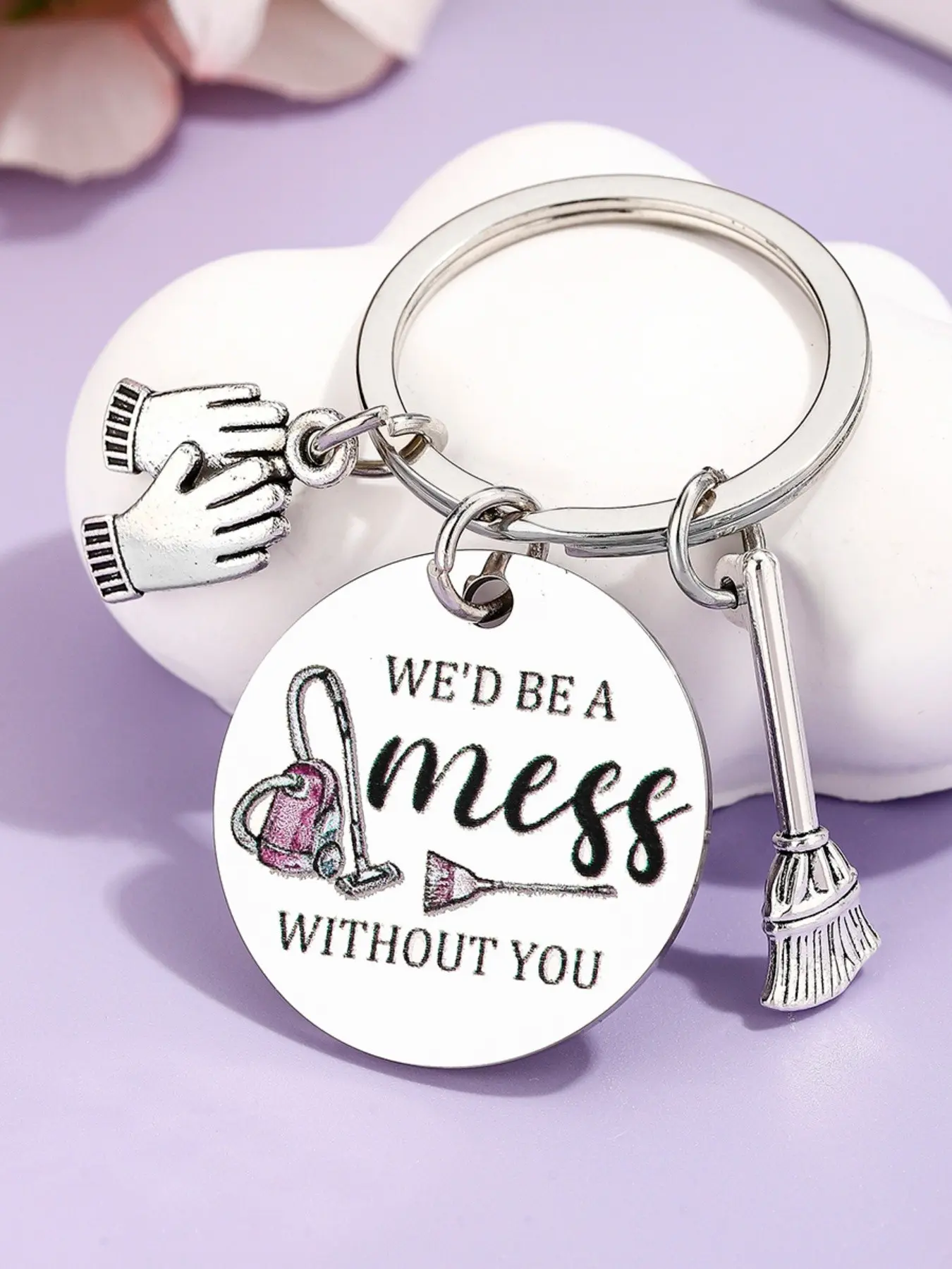 Cleaning Staff Keychain Gift, Housekeeping Key Ring, Thank You Gift for School Administrators, Male/female Employees, Cleaning Week Present