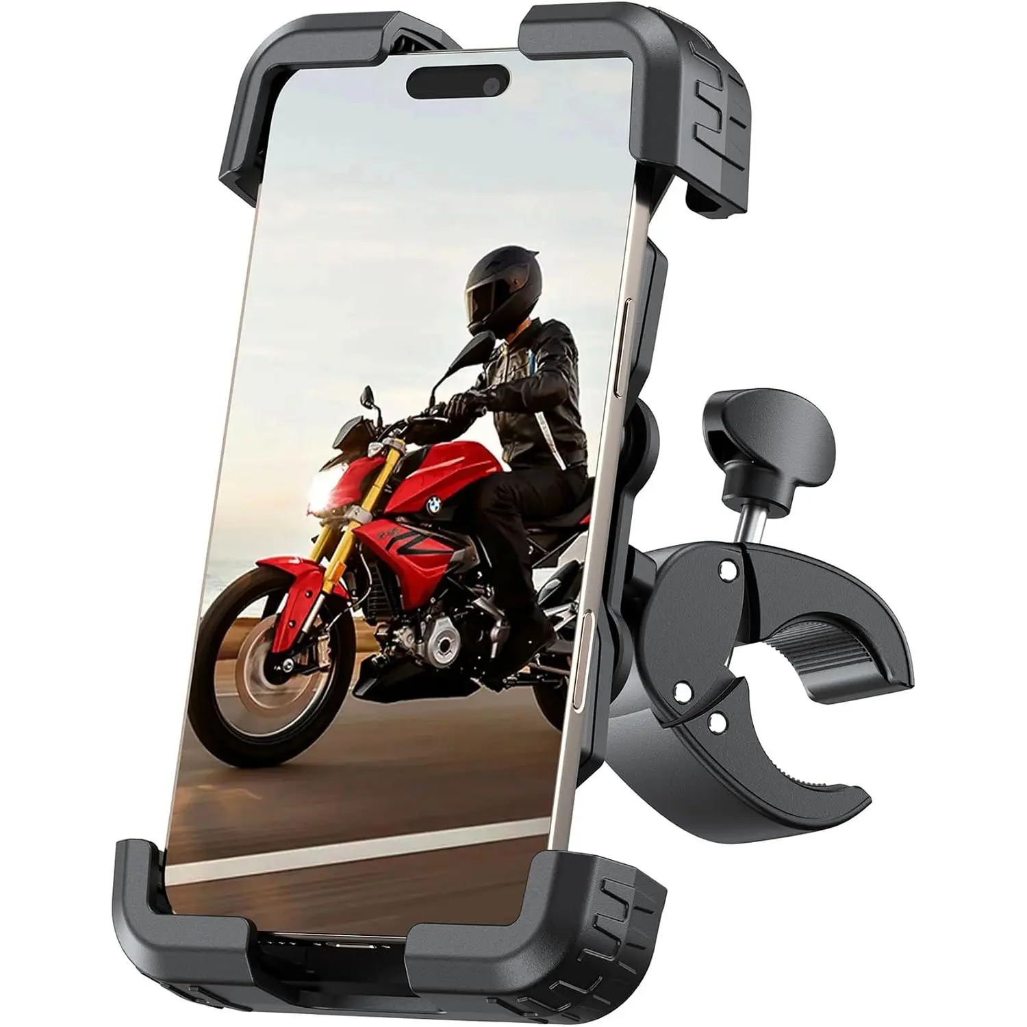 Phone Mount Holder, [150mph Wind Anti-Shake][7.2inch Big Phone Friendly]  Phone Holder,  Handlebar Cell Phone Clamp, Compatible with  16 Pro Max, Tangerine