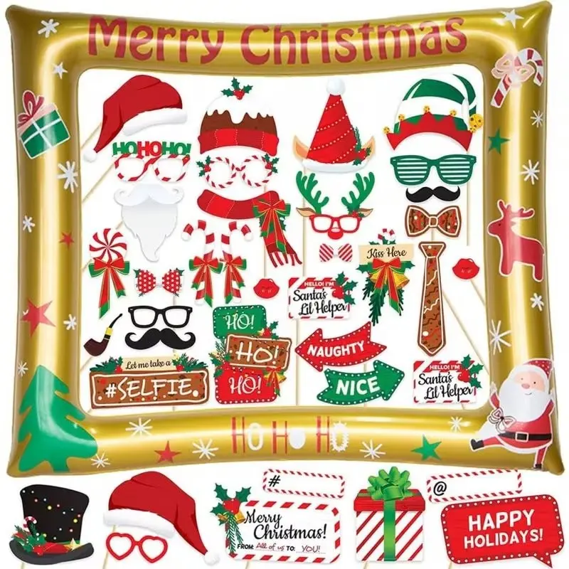 Christmas Inflatable Frame Set, 39-Piece Photo Props, Christmas Decoration Frames, Santa Claus Frame, Photography Props