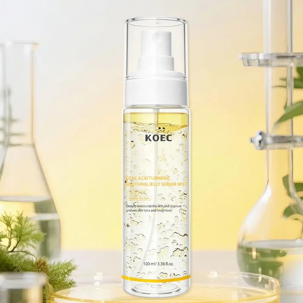 Kojic Acid and Turmeric Soothing Jelly Serum Mist, Formulated with Panthenol, Lightweight Refreshing Facial Mist for Hydration & Skin Calming